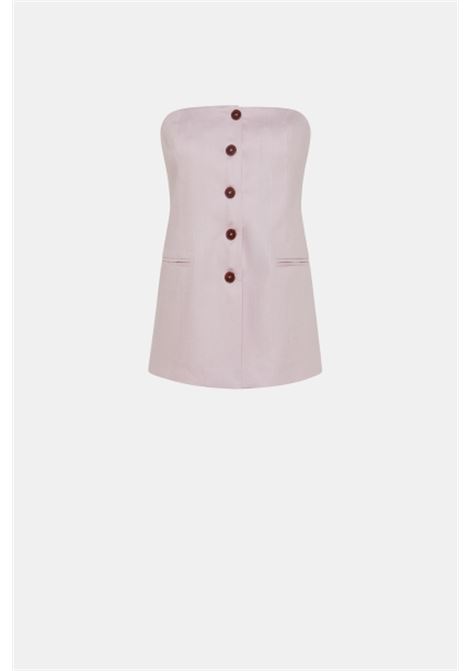 Strapless bustier top with a structured, feminine design and contrasting buttons. A refined garment perfect for summer looks. ATTIC AND BARN |  | MATTO0060457